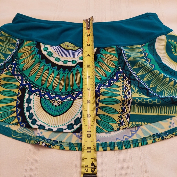 Prana swim bikini bottom skirt teal boho abstract print. Size XS - Picture 11 of 13